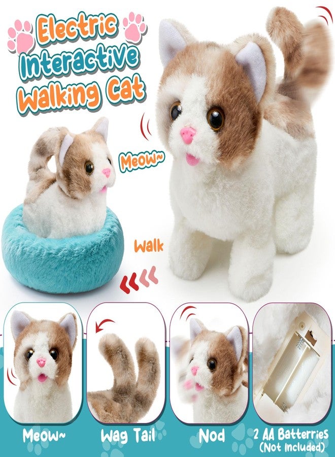 TUZT 17PCS Interactive Cat Toys for Kids, Toys for 3 4 5 6 7 8 Year Old Girls Kids Boys, Walking & Meowing Cat Toy with Sound, Veterinarian Playset for Toddlers, Idea Birthday Gifts for Little Girls - Image 3